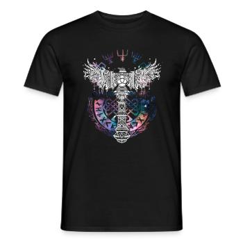 Thor Hammer Raven Mjölnir Rune Viking Galaxy - Men's T-Shirt - black - Front - AI Model Male 178 light (178cm)
