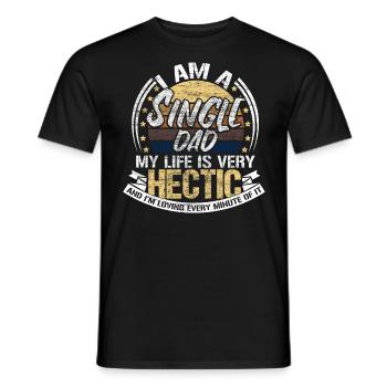Famille monoparentale Père Fils - T-shirt homme - noir - Devant - AI Model Male 178 light (178cm)
