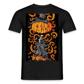 Conception d’Halloween avec citrouilles et crâne - T-shirt homme - noir - Devant - AI Model Male 178 light (178cm)