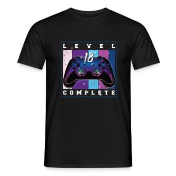 18th Birthday Boys Video Gamer Niveau 18 Terminé - T-shirt homme - noir - Devant - AI Model Male 178 light (178cm)