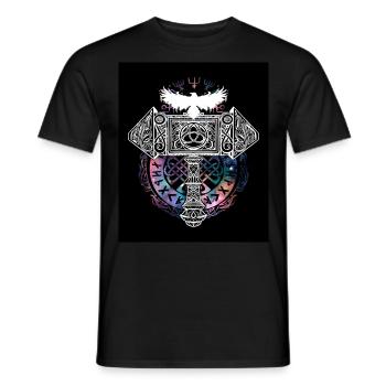 Thor Hammer Raven Mjölnir Rune Viking Galaxy - Men's T-Shirt - black - Front - AI Model Male 178 light (178cm)