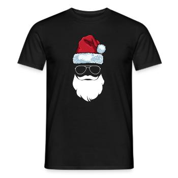 Santa Claus Beanie Sunglasses Bart Santa - Men's T-Shirt - black - Front - AI Model Male 178 light (178cm)