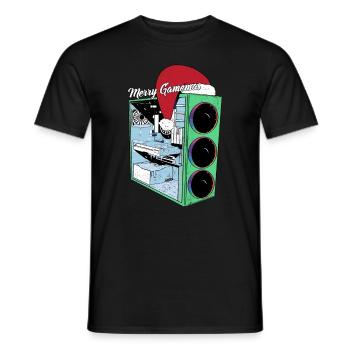 PC de jeu avec Beanie Funny Gambler Outfit Noël - T-shirt homme - noir - Devant - AI Model Male 178 light (178cm)