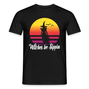 Witches Be Sippin Witch Squad Wine Glass Halloween - Men's T-Shirt - black - Front - AI Model Male 178 light (178cm)