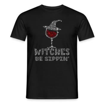 Witches Be Sippin Witch Squad Wine Glass Halloween - Men's T-Shirt - black - Front - AI Model Male 178 light (178cm)