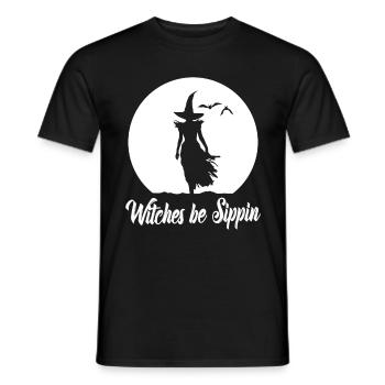 Witches Be Sippin Witch Squad Wine Glass Halloween - Men's T-Shirt - black - Front - AI Model Male 178 light (178cm)