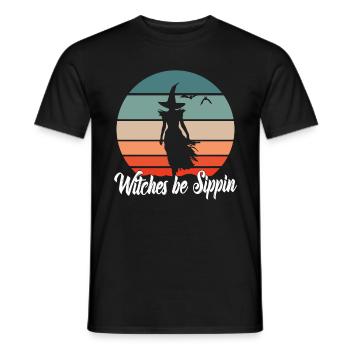 Witches Be Sippin Witch Squad Wine Glass Halloween - Men's T-Shirt - black - Front - AI Model Male 178 light (178cm)