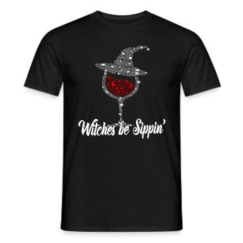 Witches Be Sippin Witch Squad Wine Glass Halloween - Men's T-Shirt - black - Front - AI Model Male 178 light (178cm)