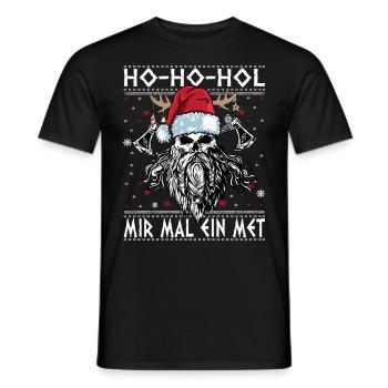Ho Ho Hol Mir Mal Ein MET Ugly Christmas Wikinger - Männer T-Shirt - Schwarz - Vorne - AI Model Male 178 light (178cm)