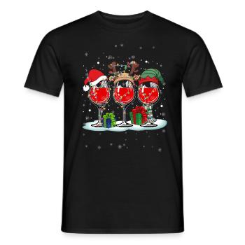 Wine Lovers Noël Chapeau de Noël Tenue Noël - T-shirt homme - noir - Devant - AI Model Male 178 light (178cm)