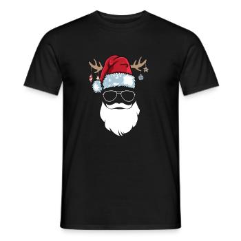 Santa Claus Beanie Sunglasses Bart Santa - Men's T-Shirt - black - Front - AI Model Male 178 light (178cm)