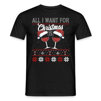 All I fallow for Christmas is WINE - Men's T-Shirt - black - Front - AI Model Male 178 light (178cm)