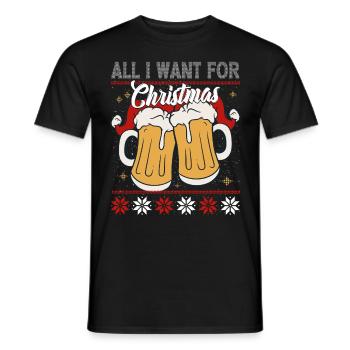 All I need for Christmas is BEER - Men's T-Shirt - black - Front - AI Model Male 178 light (178cm)