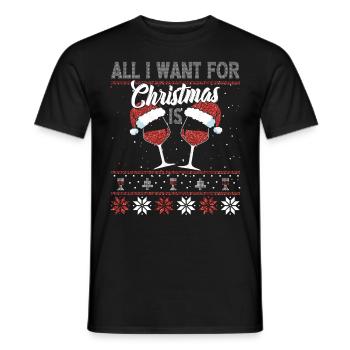 All I need for Christmas is WINE - Men's T-Shirt - black - Front - AI Model Male 178 light (178cm)