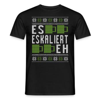 Es eskaliert eh Ugly Christmas Sweater - Flamingo - Männer T-Shirt - Schwarz - Vorne - AI Model Male 178 light (178cm)