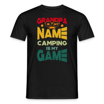 Grandpa Is My Name Camping Is My Game - Men's T-Shirt - black - Front - AI Model Male 178 light (178cm)