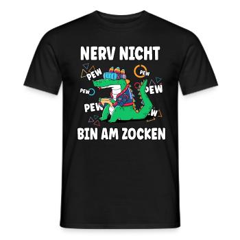 Bin am Zocken, Nerv nicht Gaming Krokodil Pew - Männer T-Shirt - Schwarz - Vorne - AI Model Male 178 light (178cm)