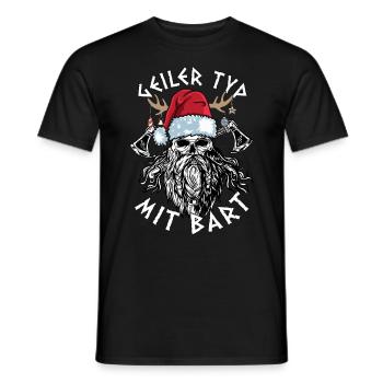 typebeard Christmas bearded Viking - Men's T-Shirt - black - Front - AI Model Male 178 light (178cm)