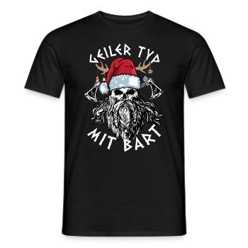 typebeard Christmas bearded Viking - Men's T-Shirt - black - Front - AI Model Male 178 light (178cm)