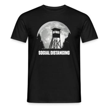 Stand de chasseur à distance sociale hobby hunter nature - T-shirt homme - noir - Devant - AI Model Male 178 light (178cm)