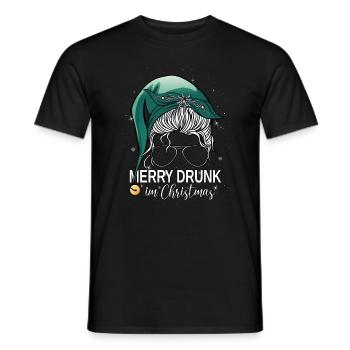 Merry Drunk Im Christmas Ugly Sweater Weihnachts - Männer T-Shirt - Schwarz - Vorne - AI Model Male 178 light (178cm)