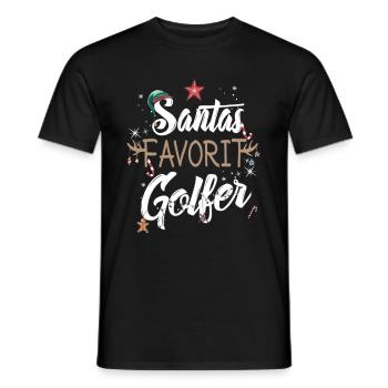 Santa's Favorite Golf Player Ugly Christmas Sweater - Men's T-Shirt - black - Front - AI Model Male 178 light (178cm)