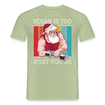 Vegan est trop risqué pour moi la veille de Noël - T-shirt homme - vert sauge - Devant - AI Model Male 178 light (178cm)