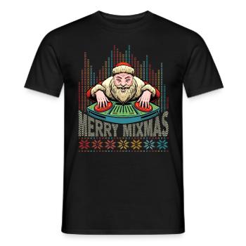 Merry Mixmas DJ Christmas vinyl Party Santa UGLY - Männer T-Shirt - Schwarz - Vorne - AI Model Male 178 light (178cm)