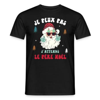 Humour Noel Je Peux Pas J'attends Le Pere Noel - T-shirt homme - noir - Devant - AI Model Male 178 light (178cm)