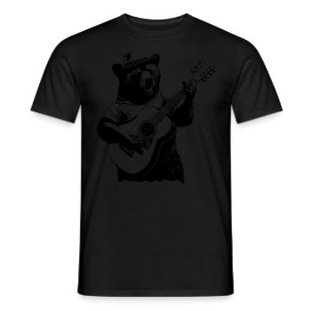 Lustiger Bär spielt Gitarre und singt - Männer T-Shirt - Schwarz - Vorne - AI Model Male 178 light (178cm)