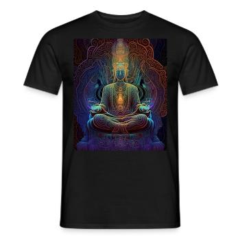 Colorful Psychedelic Buddha Meditation - Men's T-Shirt - black - Front - AI Model Male 178 light (178cm)