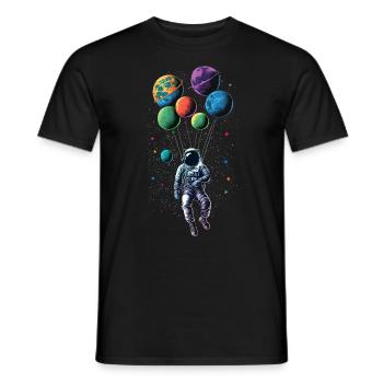 Astronaute volant dans l’espace sur des ballons - T-shirt homme - noir - Devant - AI Model Male 178 light (178cm)
