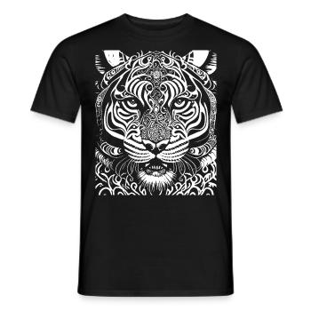 Détail complexe orné du tigre Œuvre d’art blanche - T-shirt homme - noir - Devant - AI Model Male 178 light (178cm)