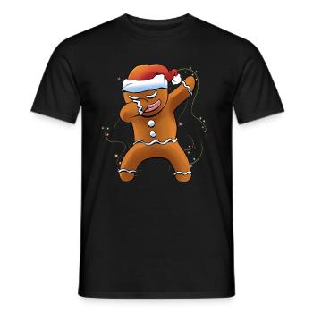 Dabbing gingerbread man with cap Santa Christmas - Men's T-Shirt - black - Front - AI Model Male 178 light (178cm)