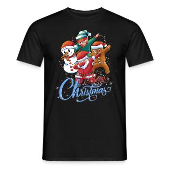 Dabbing Merry Christmas Santa Elf Santa Claus - Men's T-Shirt - black - Front - AI Model Male 178 light (178cm)