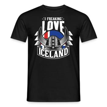 Iceland Volcanic Island Fahne - Men's T-Shirt - black - Front - AI Model Male 178 light (178cm)