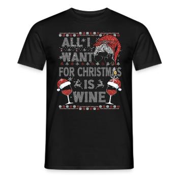 All i want for Christmas is Wine Pajama Kostüm - Männer T-Shirt - Schwarz - Vorne - AI Model Male 178 light (178cm)