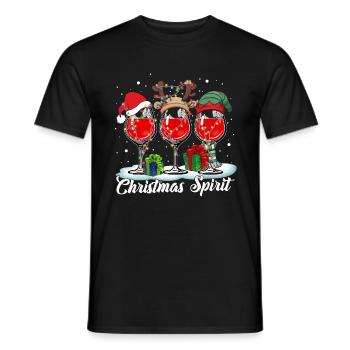 Funny Christmas Spirits Glasses Of Wine Pajama - Männer T-Shirt - Schwarz - Vorne - AI Model Male 178 light (178cm)