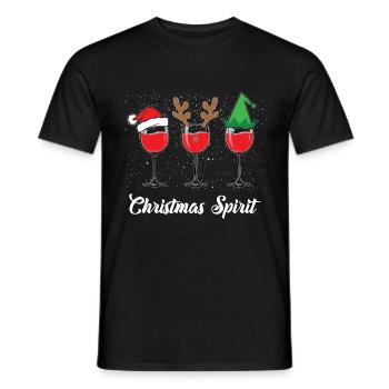 Funny Christmas Spirits Glasses Of Wine Pajama - Männer T-Shirt - Schwarz - Vorne - AI Model Male 178 light (178cm)