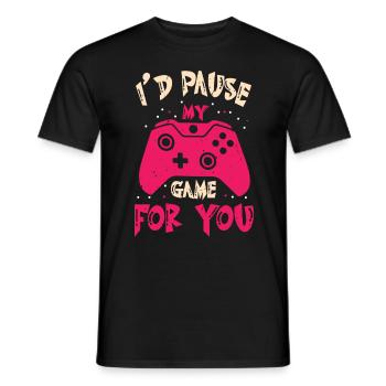 Ich pausiere mein Spiel für dich Valentine Gaming - Männer T-Shirt - Schwarz - Vorne - AI Model Male 178 light (178cm)