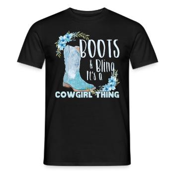 Drôles de bottes Bling Women Country - T-shirt homme - noir - Devant - AI Model Male 178 light (178cm)