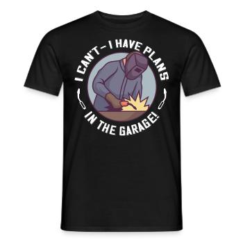 I Can't I Have Plans In The Garage Welder - Men's T-Shirt - black - Front - AI Model Male 178 light (178cm)