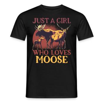 Nur ein Mädchen, das lustige Elchliebhaber liebt - Männer T-Shirt - Schwarz - Vorne - AI Model Male 178 light (178cm)