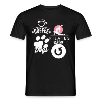 Coffee Pilates Dogs Repeat Funny Pilates - Men's T-Shirt - black - Front - AI Model Male 178 light (178cm)