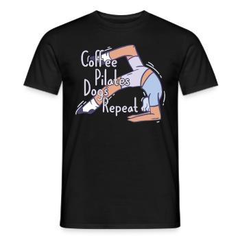 Coffee Pilates Dogs Repeat Funny Pilates - Men's T-Shirt - black - Front - AI Model Male 178 light (178cm)