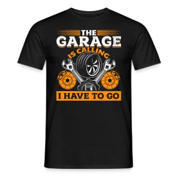 Garage calls car mechanic classic car hobbyist tuning - Men's T-Shirt - black - Front - AI Model Male 178 light (178cm)