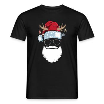 Santa Claus Beanie Sunglasses Bart Santa - Men's T-Shirt - black - Front - AI Model Male 178 light (178cm)