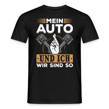Mein Auto und ich , wir sind SO - PS Liebhaber - Männer T-Shirt - Schwarz - Vorne - AI Model Male 178 light (178cm)