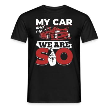 Ma voiture et moi, nous sommes SO - PS amoureux - T-shirt homme - noir - Devant - AI Model Male 178 light (178cm)