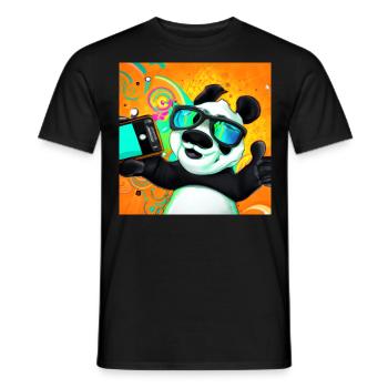 Lustiger Panda macht Selfie Geschenk - Männer T-Shirt - Schwarz - Vorne - AI Model Male 178 light (178cm)